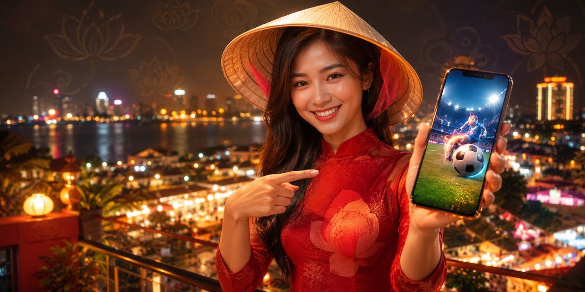 Người dùng đội nón lá trải nghiệm cá cược thể thao trên điện thoại tại Hà Nội