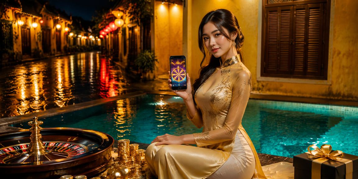 Hình ảnh Hội An với áo dài truyền thống – biểu tượng cho sự tin cậy và bản sắc Việt trên nền tảng gavip999