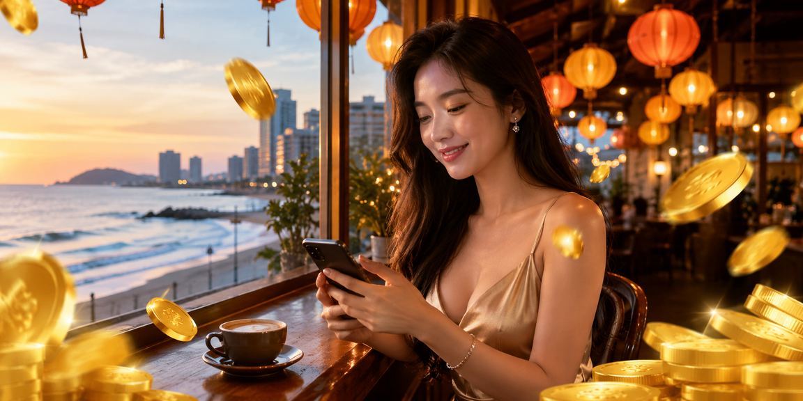 Người dùng tại Hội An xem tỷ lệ kèo bóng đá trên điện thoại bên tách cà phê buổi sáng